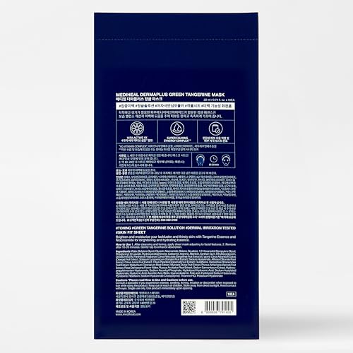 Image of MEDIHEAL Dermaplus Green Tangerine Mask (10 Counts) - Daily Vegan Mask for Toning Skin with Panthenol & Hyaluron, Korean Self Skin Care Sheet Mask