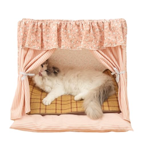 Njidher Tipi Tienda para Gatos, Tienda Casa Cueva para Gatos - Cómoda con Alfombra refrescante Desmontable para Cachorros conejitos casa apartamento salón