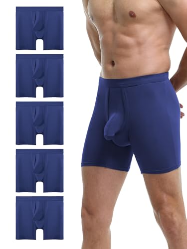 AORGSVI 5-Pack Men Underwear, Dual Pouch Mens underwear Elephant Trunk, Lifting Athletic Supporter Boxer Briefs