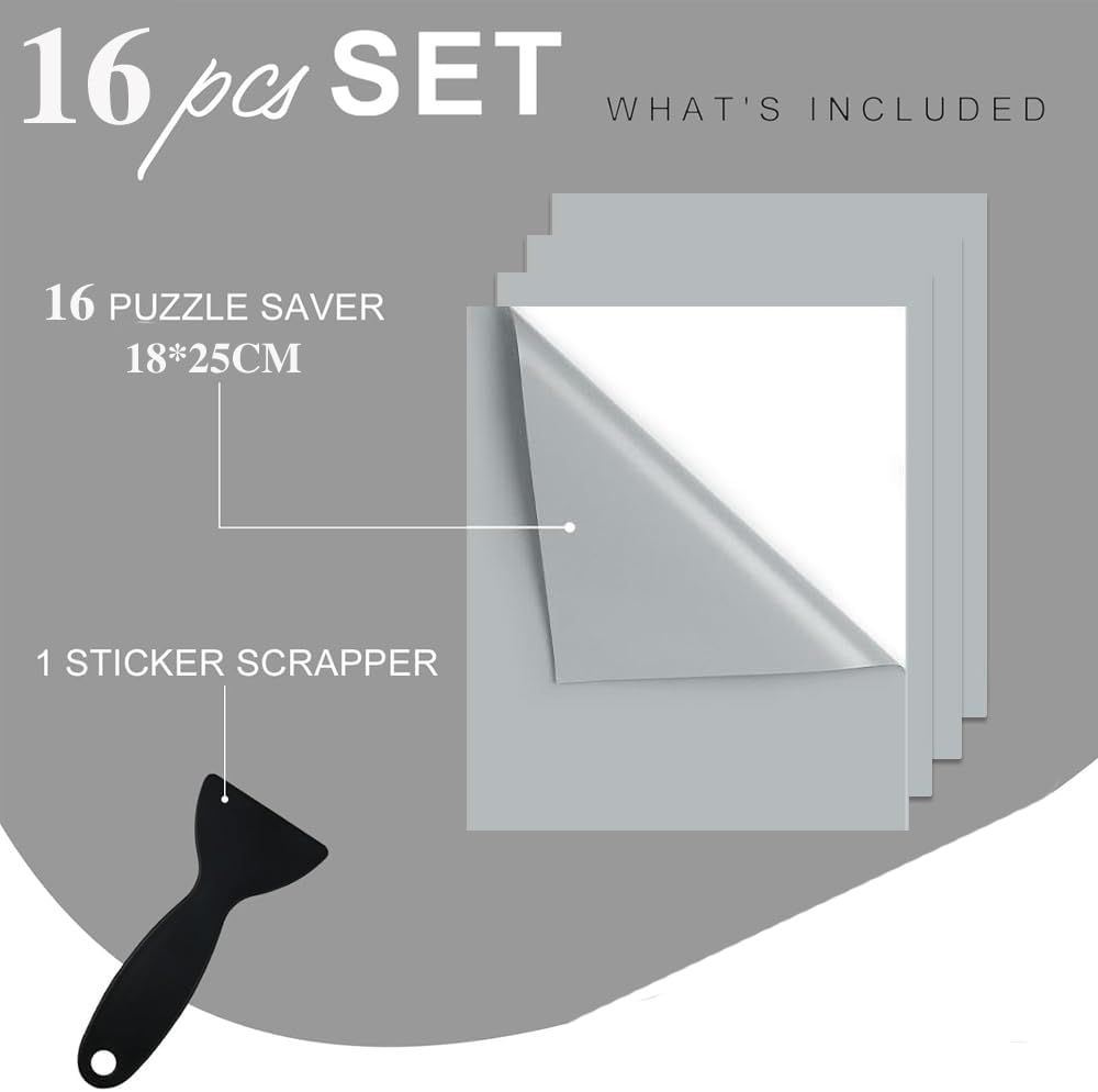 Ultra-adhesion puzzle adhesive film, puzzle saver film, self-adhesive, 16 super puzzle glue, transparent for preserving 2 x 1000 pieces puzzles and protecting puzzles in just a few minutes (16)