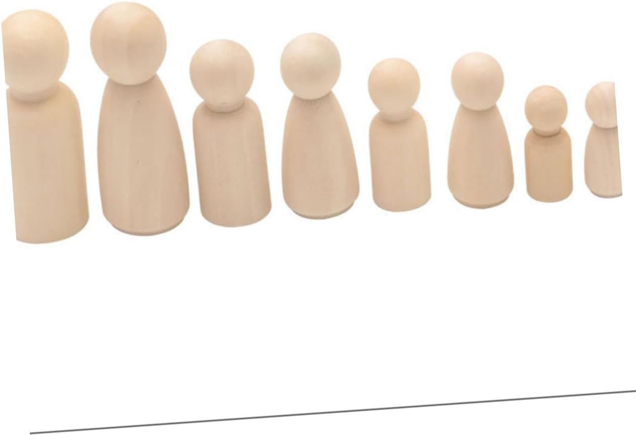Gadpiparty 50Pcs Small Unfinished Wooden Dolls Plastic Box DIY Puppet for Home Decor Craft Supplies Light Yellow for Imagination and Creativity