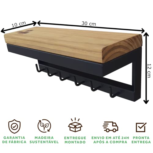 Porta Chaves Strassis Design SD-5006 Metal e Madeira Cor: Preto