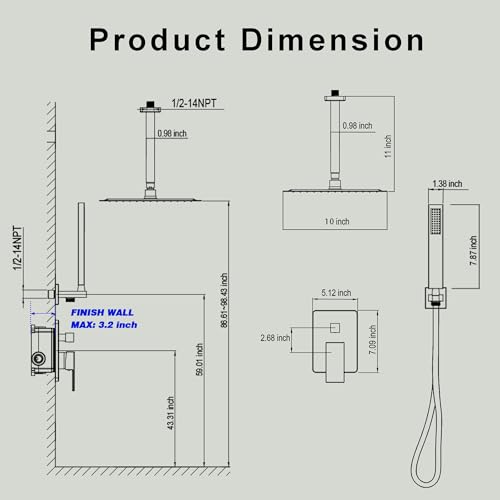HoliSpa Ceiling Mount Shower System with 10" Rain Head, Handheld & Valve by HoliSpa - Used condition - Image 6