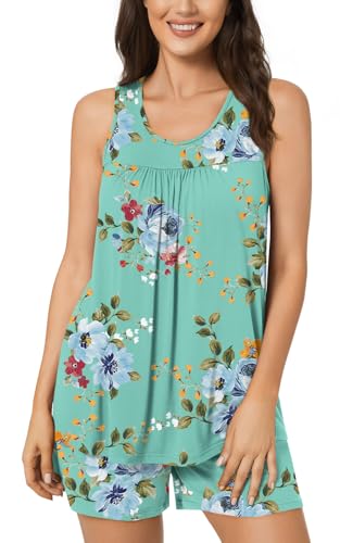 Image of POPYOUNG Pajama Set for Women Summer 2 Piece Lounge Shorts Sets Sleepwear