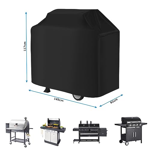 Mesybveo Copertura Barbecue, Telo Protettivo per BBQ Grill 210D Oxford, Resistente Cover per Barbecue, Copertura Barbecue da Esterno con Coulisse, Copri BBQ Anti Polvere, Sole Neve UV(145x61x117cm) - 6