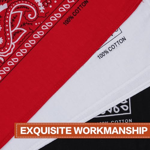 Raylarnia BANDANDS3P-011 Bandana Multi-Purpose 100% Cotton Headbands For Women, 22 Inch Paisley Cowboy Bandanas thumb #1