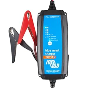 Victron Energy Blue Smart IP65 Smart Car Battery Charger 24V 5A, Trickle Charger, Float Charger and Desulfator for Motorcycle, ATV, RV, Lithium and Deep Cycle Batteries