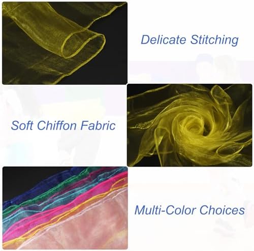 PATIKIL Dance Scarves, 12 Pcs Square Juggling Scarves 24 by 24 Inches for Play Magic Music Activity Juggling Dressing, Yellow — view 2