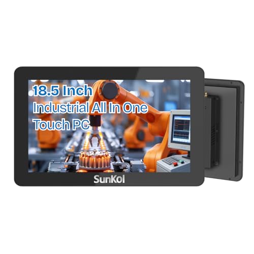 SunKol 18.5 inch Embedded Industrial Panel PC,10 Point Capacitive 1920 * 1080 Touch Screen,VESA Bracket,Windows 10 Computer for Automation,HDMI,2xLAN,4xUSB,6xRS232,VGA(J1900,8GB-DDR3 RAM 128GB SSD)
