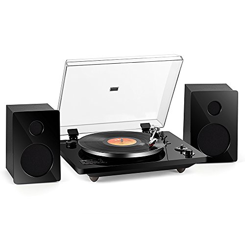 Rcm Real Wood Wireless Turntable with 50 Watts Wooden Speakers Set Auto Stop