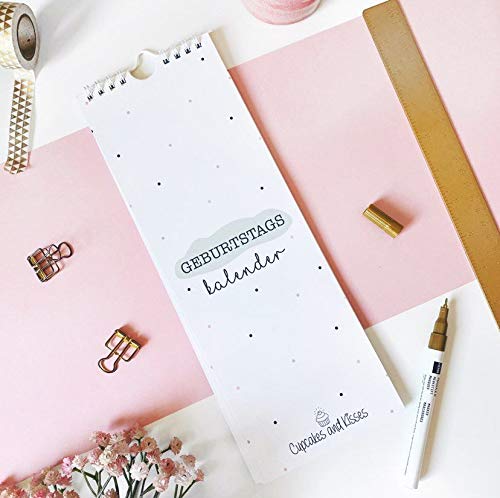 CUPCAKES & KISSES® Geburtstagskalender I Jahresunabhängig zum Selbstgestalten I Kalender immerwährend I Vergiss nie wieder einen Geburtstag Bunt
