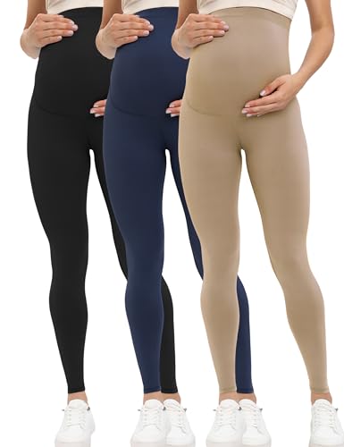 Image of Buttergene Women's Maternity Leggings over the Belly Pregnancy Active Wear Workout Yoga Tights Pants