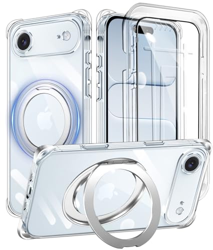 Cexitesuo For iPhone Air �P�[�X �N���A �����O�t�� 360°��]�X�^���h �c�����Ή� �ϏՌ� �K���X�t�B�����t�� �A�C�t�H��Air �J�o�[ �y�� ���^ �l�C iphone air �X�}�z�P�[�X ���� TPU �l�����G�A�N�b�V�����\