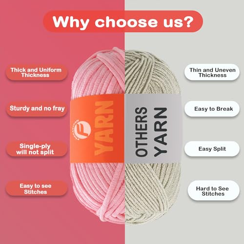 Image of 2x3.5Oz Beginner-Friendly Yarn for Crocheting and Knitting;Worsted-Weight Medium #4;Cotton Blend Yarn for Beginners with Easy-to-See Sitches,Great for Amigurumi DIY (Blue+Pink)