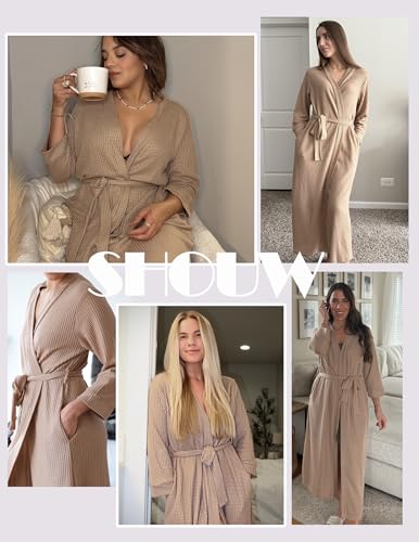 Image of Ekouaer Women's Robe Long Waffle Knit Bathrobe Lightweight Soft Kimono Robes Loungewear S-XXL