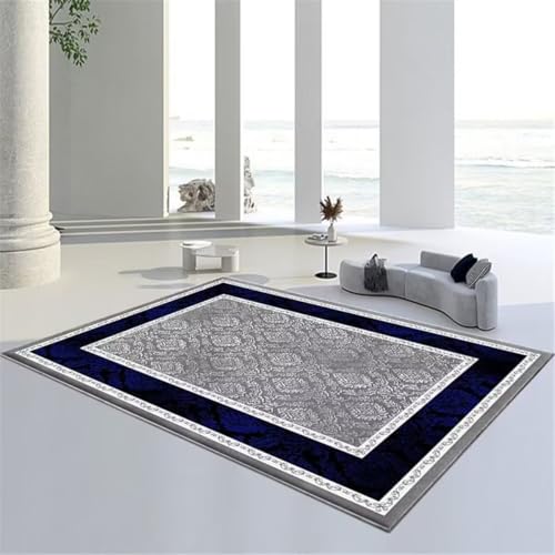 Tapis bleu imprimé gris design doux et lavable pour chambre - 2