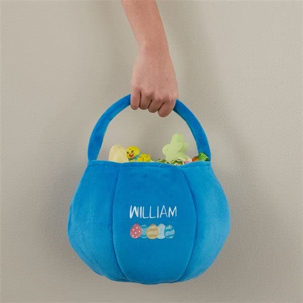 Miniatura 5 de Personalization Universe Egg Name Bordado Felpa Pascua Treat Bag - Azul