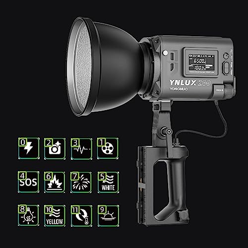Image of YONGNUO YNLUX200 200W LED Video Light, Handheld Continuous Output Lighting, with Bowens Mount, 2700-6500K Bi-Color, CRI96+ 2.4G Wireless Remote, for Portrait Wedding Outdoor Shooting YouTube Videos