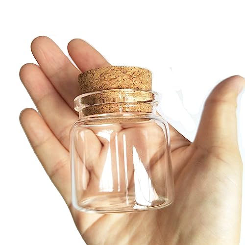Luo House 3pcs 50ml Small Glass Bottles Vials Jars Glass with Cork Stopper Storage Bottle 50ml 47x50mm(1.85x1.96inch)