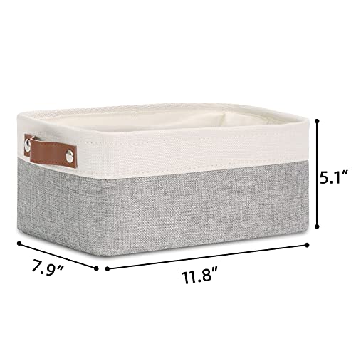 Dullemelo Small Storage Basket For Organizing, Collapsible Fabric Basket For Shelves, Closets, Laundry, Nursery, Decorative Basket For Gifts Empty (White&Gray) #TOP5