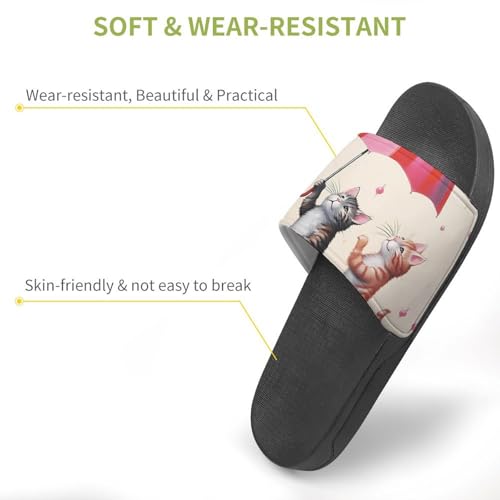 Cute Cats Dancing with Umbrella Non Slip Slides Sandals for Women Men Quick Drying Shower Shoes for Bathroom Pool Beach3
