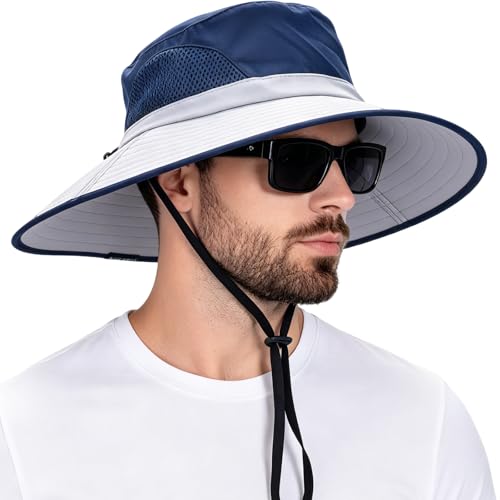 Image of Wide Brim Sun Bucket Hat, Waterproof Boonie Hat for Men & Women | UPF 50+ UV Protection, Adjustable Fit, Chin Strap & Sweatband, Foldable Durable for Fishing Hiking Garden Beach