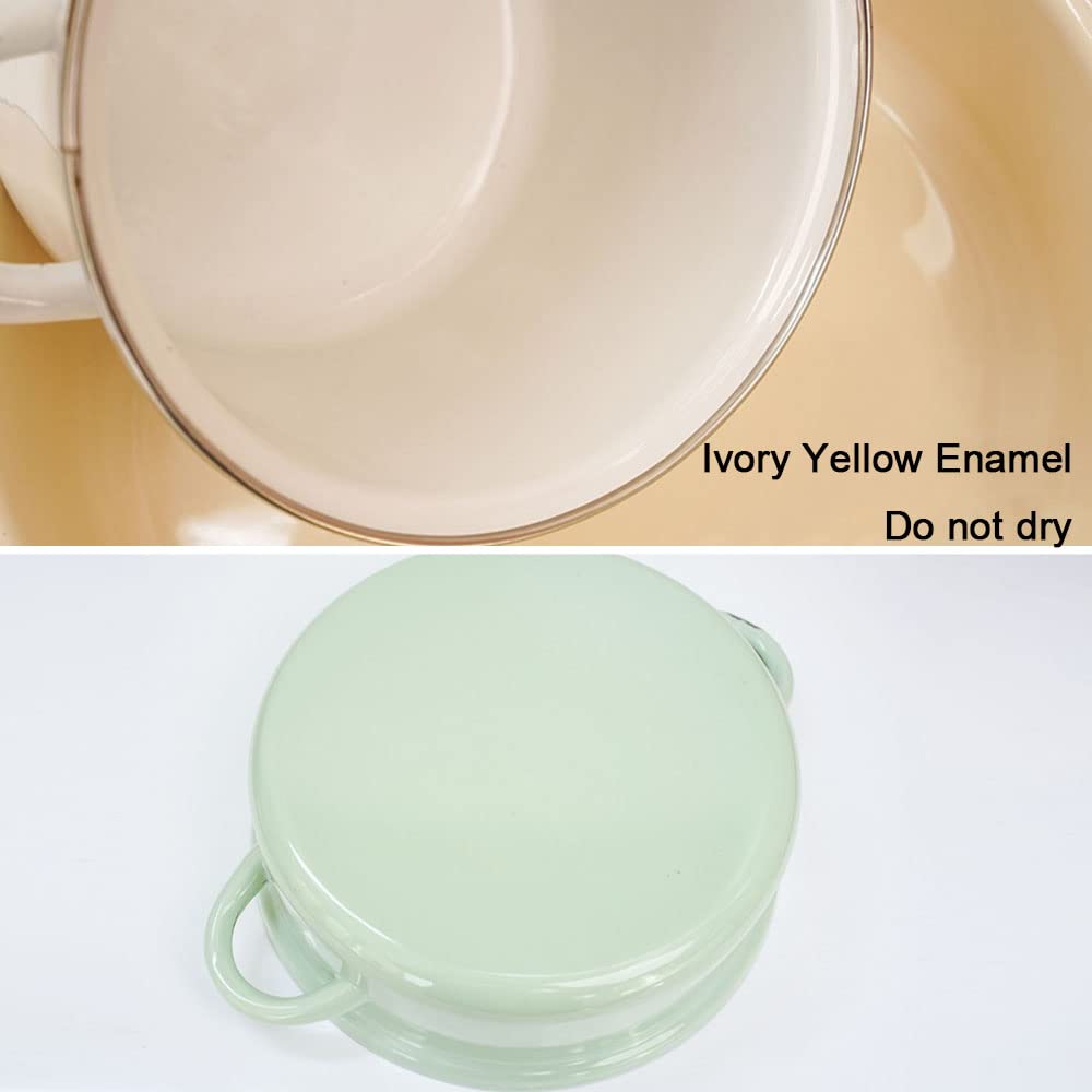 Horno Holandés De Hierro Fundido Esmaltado, Cocotte Hierro Fundido con Tapa, Cacerola De Hierro Fundido Esmaltado, 3.5 L, Verde, Placa De Acero Laminado En FríoA