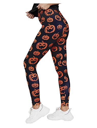 Thermo-Leggings Damen Halloween - Kürbisdruck Mit Taschen