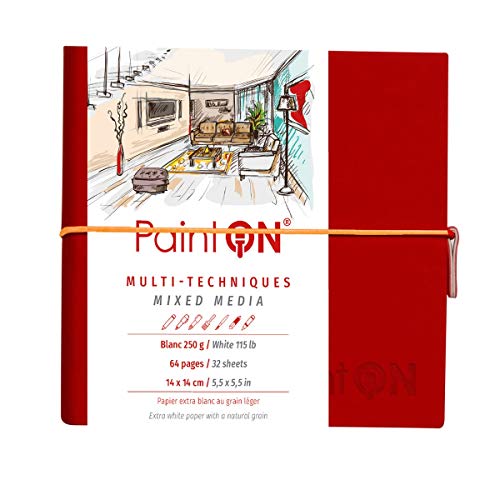 Carnet dessin Paint'On Clairefontaine 975430C blanc carré 14x14 de 64 pages