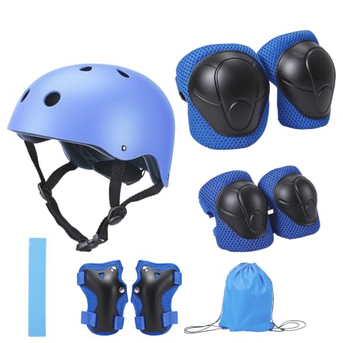 Vexnaro Ensemble Protection Enfant Casque et Protections Roller,Genouillères Coudières Protège-Poignets avec Sac et Bandeau,Kit Protection pour Vélo...