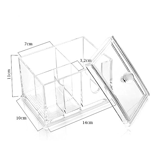 Acrílico Store Organizador Com 3 Divisórias Em Acrílico Para Cotonete Algodão E Maquiagem