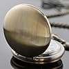 Tiong Smooth Steel Quartz with Calendar Moon Phase Dial Vintage Pocket Watch with Chain Quartz Men's Pocket Watch(Bronze) #3