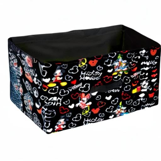 Image of Kuber Industries Disney Mickey Print Foldable Drawer Storage Unit|Non Woven Storage Box For Clothes|Storage Organizer for Toys, Books, Baby Clothes|Pack of 4 (Black)