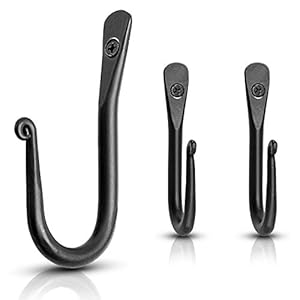 Decorative Hooks for Wall - Wall Hooks for Hanging Coats, Hats, & Bags, Versatile Towel Hooks for Bathrooms or Kitchen - Wrought Iron Hanging Hooks - Pack of 3, Black - 2 x 0.35 x 3.75 Inches Decorative Hooks for Wall Wall Hooks for Hanging Coats Hats Bags Versatile Towel Hooks for Bathrooms or Kitchen Wrought Iron Hanging Hooks Pack of 3 Black 2 x 035 x 375 Inches