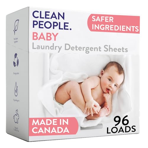 Image of The Clean People Unscented Baby Laundry Detergent Sheets - Hypoallergenic - Ultra Concentrated, Recyclable Packaging, Fights Stains & Odors on Baby Clothes & Bedding - Fragrance Free, 96 Pack