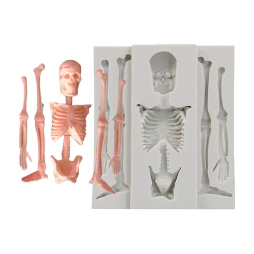 de silicona de calavera, de silicona, moldes para hornear esqueleto, Halloween, versátiles moldes para tartas de calavera de Halloween, de caramelo de chocolate para postres, mousse