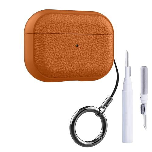 Image of YODI Case Cover for Airpods Pro|Pro 2|Airpods Pro 3|Airpods 4 Pouch, Silicone Cases with Cleaner Kit 360 Drop Protection,Shock-Resistant ((Leather-Orange), Airpods 4)