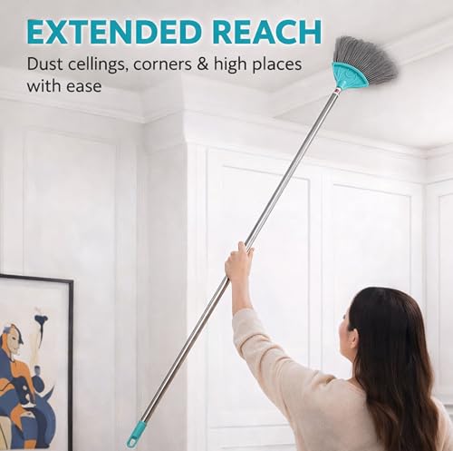 Image of ARICO Cobweb Remover Long Extendable | Spider Web Cleaner Stick | Web Cleaner Broom Long Extendable | Dust Cleaning Brush for Indoor and Outdoor Web Cleaning | Cobweb Duster with Extenion Pole