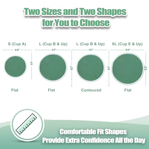 Image of wegreeco Nursing Breast Pads (14 Pack) + Laundry Bag & Travel Storage Bag, 4.7 inch Option - Washable & Reusable Breastfeeding Nursing Pads (Bean Paste Green, Plain Shape)
