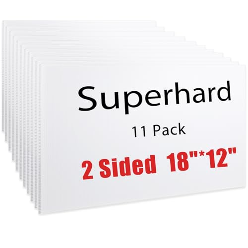 11 Pcs 18 x 12 Inches Corrugated Plastic Sign Waterproof Blank Board Sheets White Double Sided Poster Board for Yard, Garage Sale, Rent, Birthday Party, Guidepost Decorations