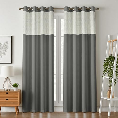 Image of IVAZA Dual-Tone Design 100% Complete Blackout Curtains - Room Darkening Curtain for Windows -, Heavy Blackout, Thermal Insulation Curtains, Black Out Curtain for Windows 6 feet Set of 2 Grey