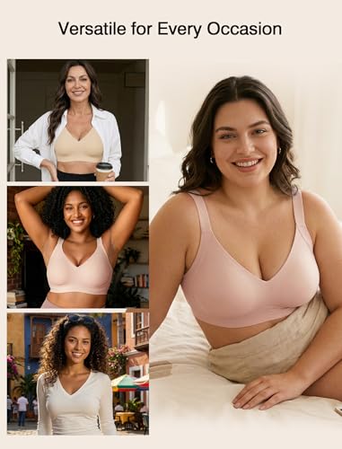 Image of Jelly Wireless Bras for Women No Underwire Push Up Seamless Full Coverage Bralettes Support Lift Everyday Bra