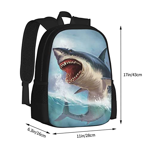 Shark School Backpacks Great White Ocean Shark Bookbag for Teens Kids Boys Girls, Large 17 inch Elementary Junior High University School Bag, Water Resistant Casual Travel Daypack Backpack2