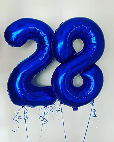 Image of 40 Inch Navy Blue 25 Number Balloons Giant Jumbo Huge 25 or 52 Foil Mylar Helium Number Digital Balloons Dark Blue Birthday Mylar Digital Balloons 25 Birthday Party 25th Anniversary Events Party