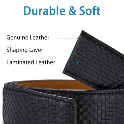 VANNANBA Men's Leather Designer Belt - Mens Ratchet Belts with Fashion Alloy Buckle - Trim to Fit,Gift for Men2