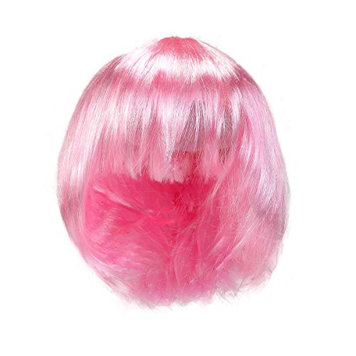 BinaryABC Halloween Bob Wigs,Cosplay Wigs, for Halloween Costume Dress up Party Decorations Supplies (Pink)