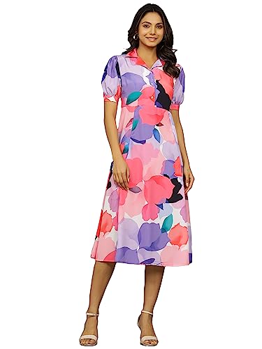 Image of Ravaiyaa - Attitude is everything Womens Soft Crepe Silk Casual Dress Summer Floral Printed Dress Ladies Tank Midi Sundress