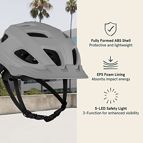 Image of Retrospec Lennon Adult Bike Helmet with LED Safety Light Adjustable Dial & Removable Visor - Adjustable Bicycle Cycling Helmet for Men & Women
