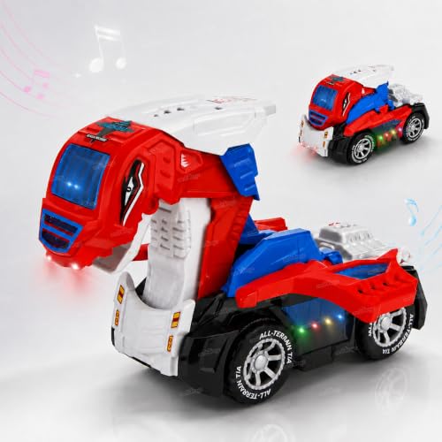 Image of Zest 4 Toyz 2 in 1 Deformation Car for Kids with Light and Sound Effects | Dino Deformed Battery Operated Toys 360 Degree Rotating Car Toy | Suitable for 3+ Years Boys and Girls- Red