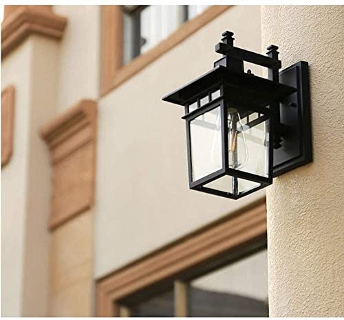 Lámpara de Pared de diseño geométrico para Exteriores, Cuadrada, Minimalista, E27, luz descendente, Color Negro Mate, IP44, para jardín, fachadas, porches, pasillos, Metal.
